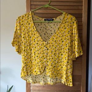 Floral cropped peplum blouse